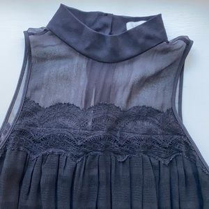 Jonathan Simkhai Black Lace Sleeveless Silk Top